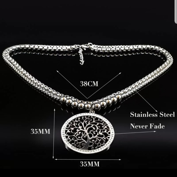 Double layer tree of life Stainless Steel necklace - Picture 2 of 3